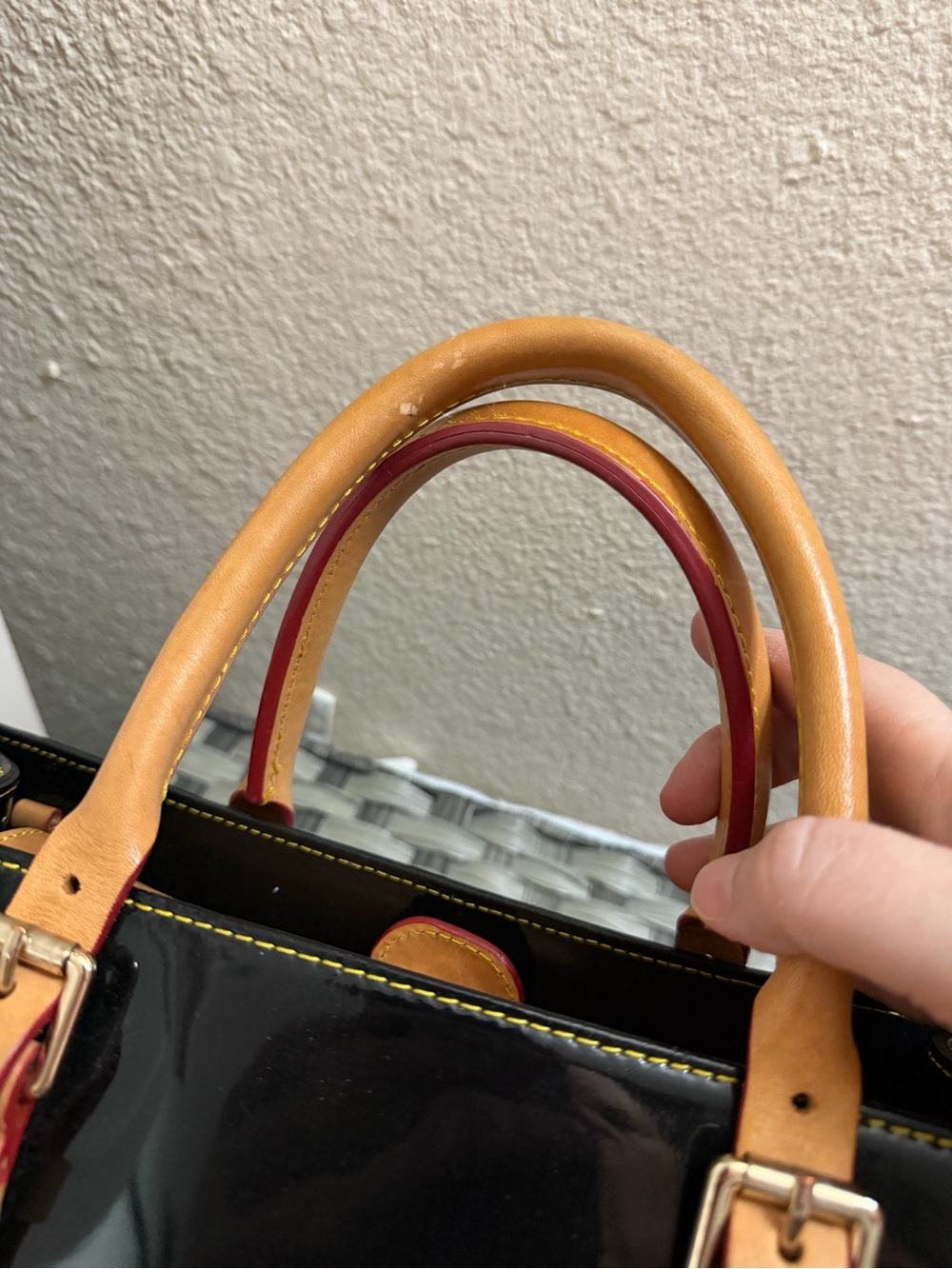 Dooney & Bourke Janine Black Patent Leather Satchel Tote Bag w/ Leather Handles - Picture 9 of 15